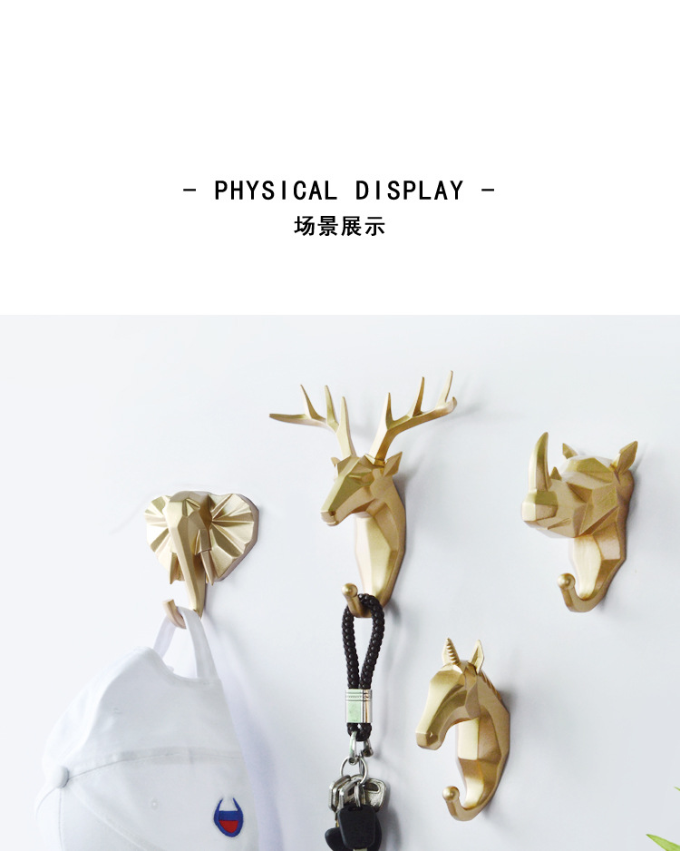 Nordic Creative Animal hook without hole deer head hanging coat hook wall After the door Key Wall Hanging Rack Single