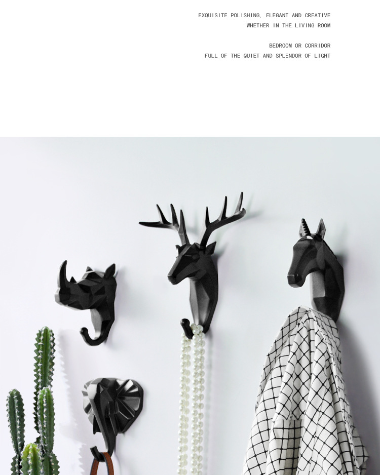 Nordic Creative Animal hook without hole deer head hanging coat hook wall After the door Key Wall Hanging Rack Single
