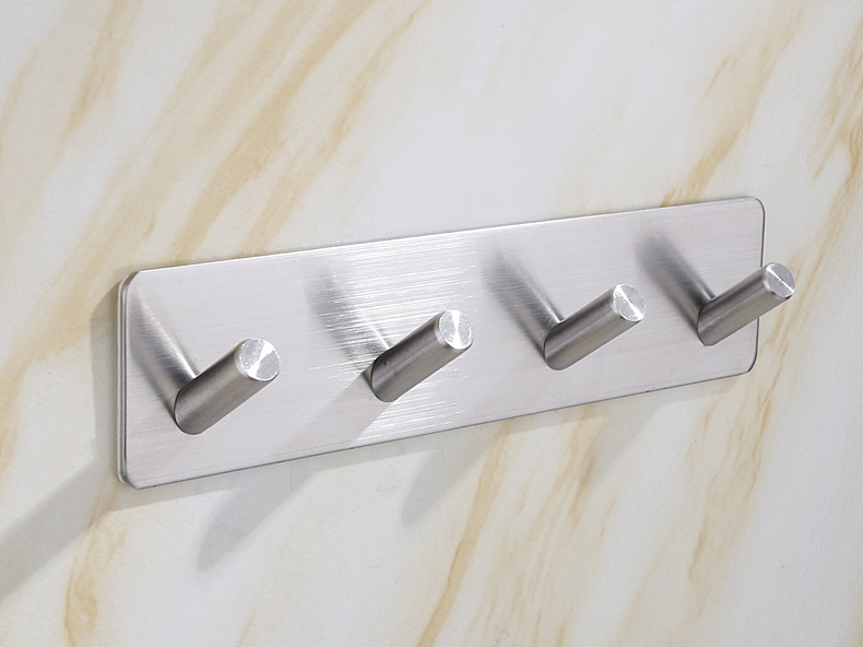 Kitchen and bathroom non staple metal coat and hat hook creative sticky hook stainless steel non punch hook single hook
