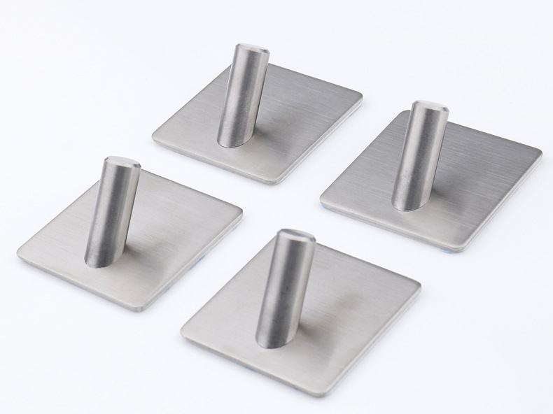 Kitchen and bathroom non staple metal coat and hat hook creative sticky hook stainless steel non punch hook single hook