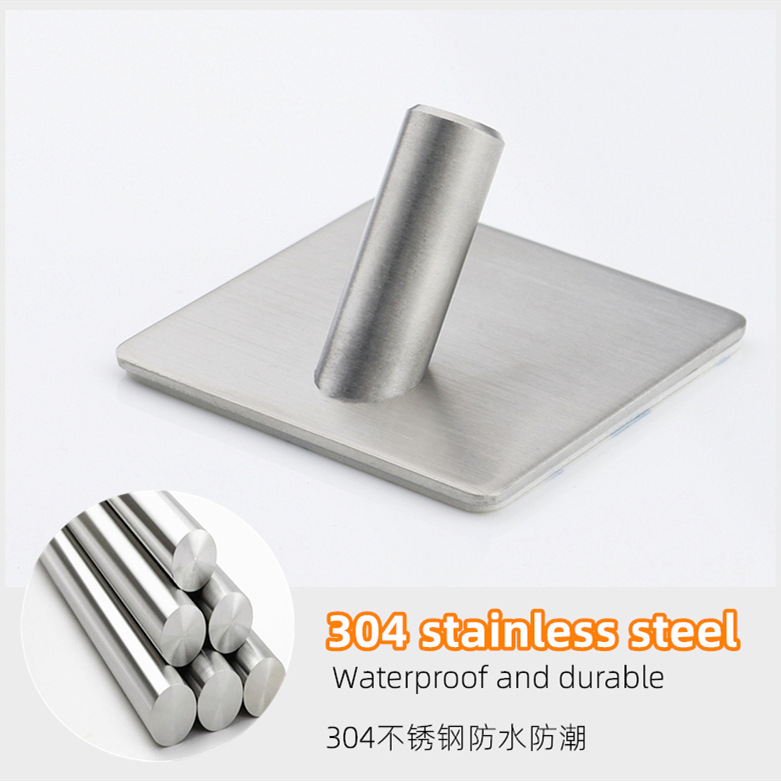 Kitchen and bathroom non staple metal coat and hat hook creative sticky hook stainless steel non punch hook single hook