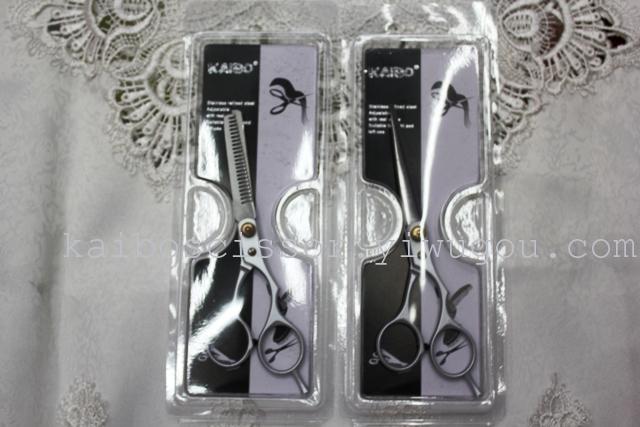 Kaibo factory all steel hair scissors, stainless steel scissors cutting scissors KB766 plastic suction gift box Kaibo factory all steel hair scissors, stainless steel scissors cutting scissors KB766 plastic suction gift box