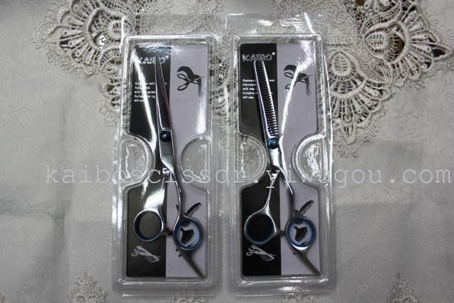 Kaibo factory all steel hair scissors, stainless steel scissors cutting scissors KB766 plastic suction gift box Kaibo factory all steel hair scissors, stainless steel scissors cutting scissors KB766 plastic suction gift box