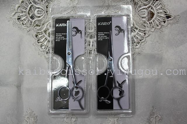 Kaibo factory all steel hair scissors, stainless steel scissors cutting scissors KB766 plastic suction gift box Kaibo factory all steel hair scissors, stainless steel scissors cutting scissors KB766 plastic suction gift box