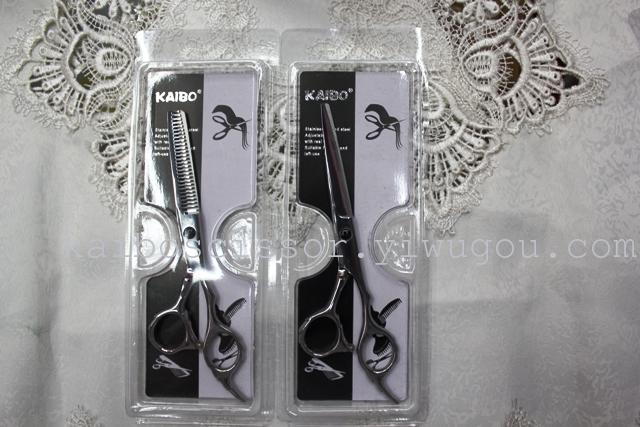Kaibo factory all steel hair scissors, stainless steel scissors cutting scissors KB766 plastic suction gift box Kaibo factory all steel hair scissors, stainless steel scissors cutting scissors KB766 plastic suction gift box