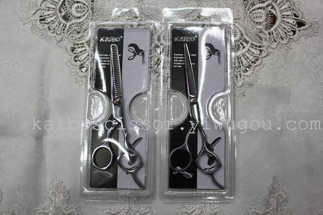 Kaibo factory all steel hair scissors, stainless steel scissors cutting scissors KB766 plastic suction gift box Kaibo factory all steel hair scissors, stainless steel scissors cutting scissors KB766 plastic suction gift box