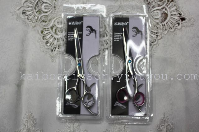 Kaibo factory all steel hair scissors, stainless steel scissors cutting scissors KB766 plastic suction gift box Kaibo factory all steel hair scissors, stainless steel scissors cutting scissors KB766 plastic suction gift box