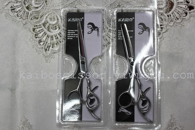 Kaibo factory all steel hair scissors, stainless steel scissors cutting scissors KB766 plastic suction gift box Kaibo factory all steel hair scissors, stainless steel scissors cutting scissors KB766 plastic suction gift box