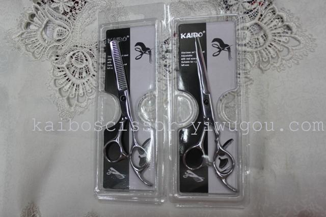 Kaibo factory all steel hair scissors, stainless steel scissors cutting scissors KB766 plastic suction gift box Kaibo factory all steel hair scissors, stainless steel scissors cutting scissors KB766 plastic suction gift box