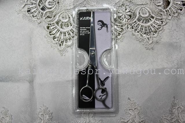 Kaibo factory all steel hair scissors, stainless steel scissors cutting scissors KB766 plastic suction gift box Kaibo factory all steel hair scissors, stainless steel scissors cutting scissors KB766 plastic suction gift box