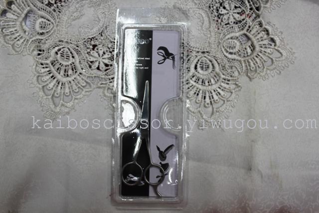 Kaibo factory all steel hair scissors, stainless steel scissors cutting scissors KB766 plastic suction gift box Kaibo factory all steel hair scissors, stainless steel scissors cutting scissors KB766 plastic suction gift box