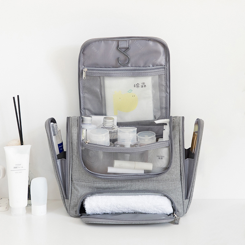 Travel Life Portable and Simple Large Capacity Double Open Wash Bag Toiletry Bag Hung with Hook Waterproof Oxford Storage Bag