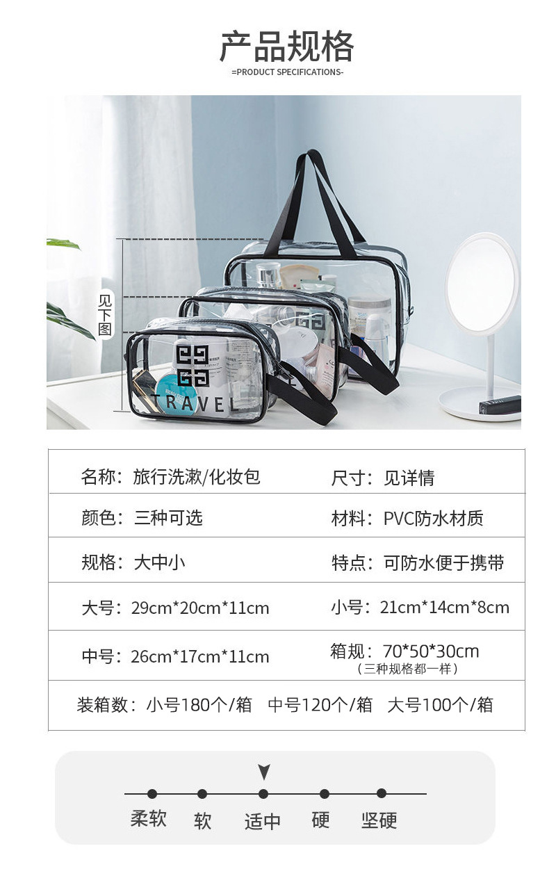 makeup bag ins portable travel large capacity wash gargle bag skin care product storage bag transparent waterproof