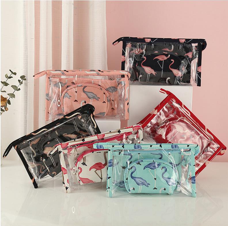 New Transparent Cosmetic Bag Little Swan Travel Cosmetics Storage Bag Portable Three-Piece Cosmetic Bag Bag