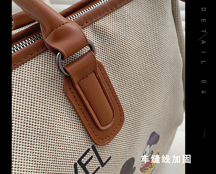 Korean Style Cute Mickey Printed Travel Canvas Bag Large Capacity Portable Shoulder Messenger Bag Travel Clothes Storage Bag Korean Style Cute Mickey Printed Travel Canvas Bag Large Capacity Portable Shoulder Messenger Bag Travel Clothes Storage Bag