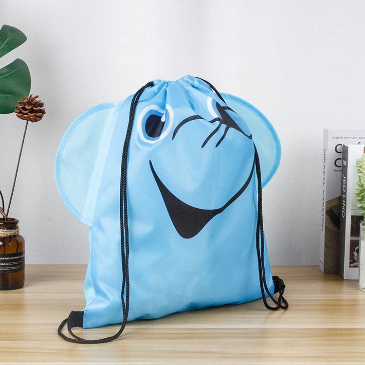 Customized Thermal Transfer Drawstring Polyester Drawstring Bag Small Fresh Cartoon Printing Backpack Animal Drawstring Storage Bag
