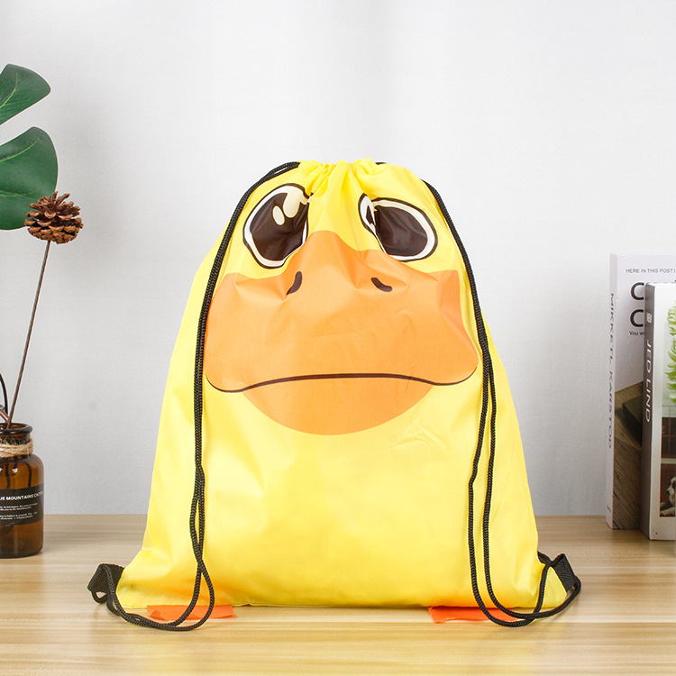 Customized Thermal Transfer Drawstring Polyester Drawstring Bag Small Fresh Cartoon Printing Backpack Animal Drawstring Storage Bag