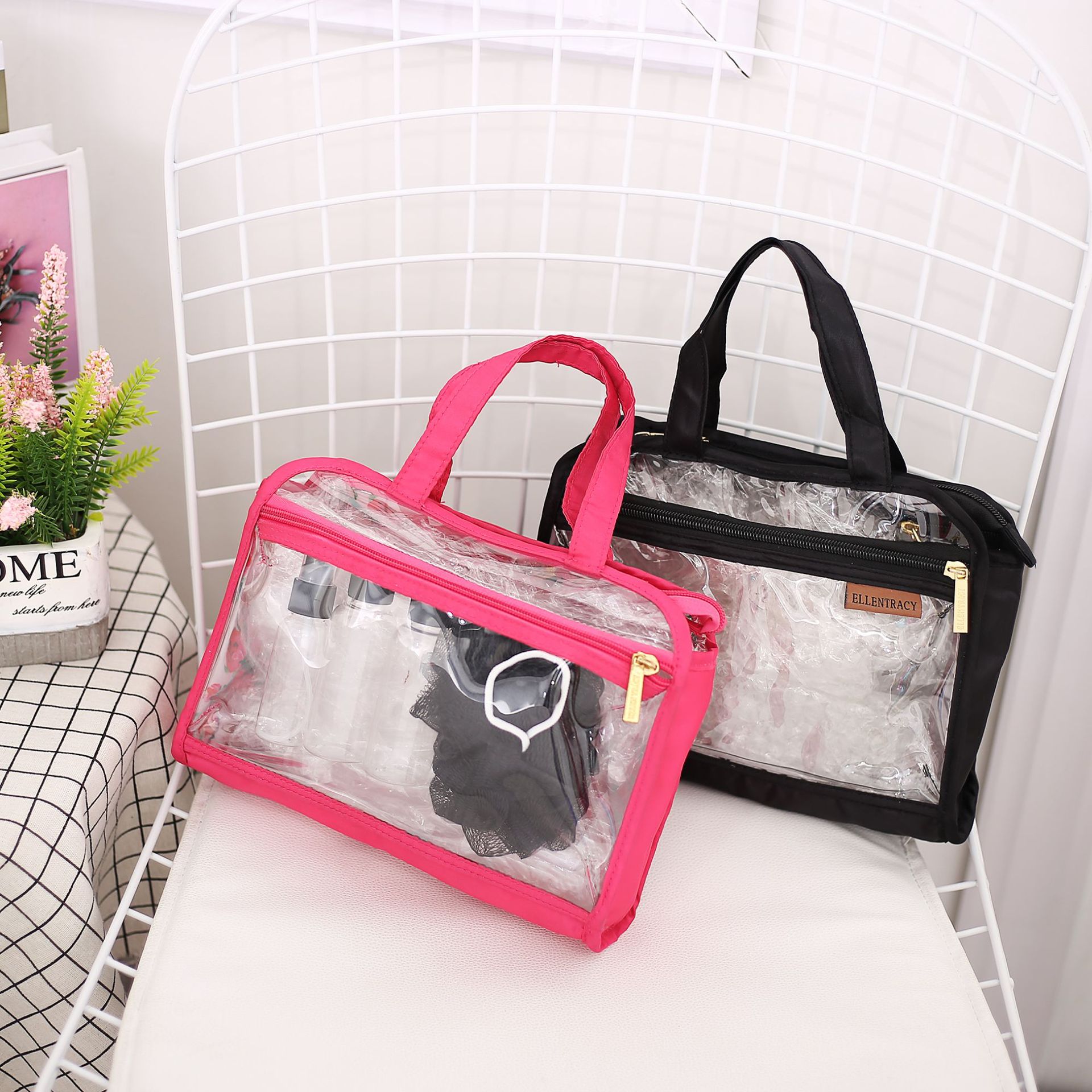 New Transparent PVC Wash Bag Waterproof Multifunctional Wash Bag Cosmetic Bag Customized Large Capacity Portable Storage Bag