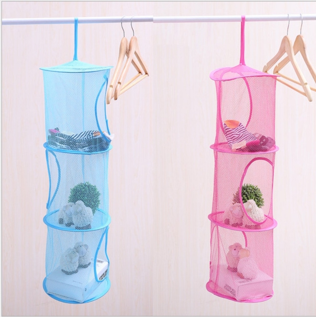 Folding Laundry Basket Three-Layer Basket Cylindrical Hanging Storage Bag Folding Laundry Basket Three-Layer Basket Cylindrical Hanging Storage Bag