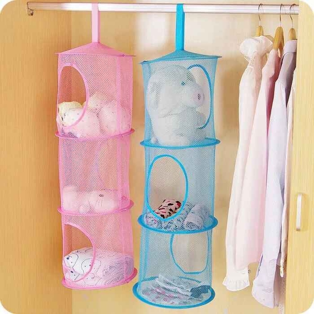 Folding Laundry Basket Three-Layer Basket Cylindrical Hanging Storage Bag Folding Laundry Basket Three-Layer Basket Cylindrical Hanging Storage Bag
