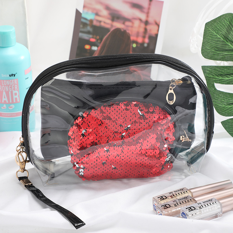 PVC Cosmetic Bag Travel Waterproof Moisture-Proof Wash Bag Large Capacity Portable and Lightweight Makeup Storage Bag Customizable