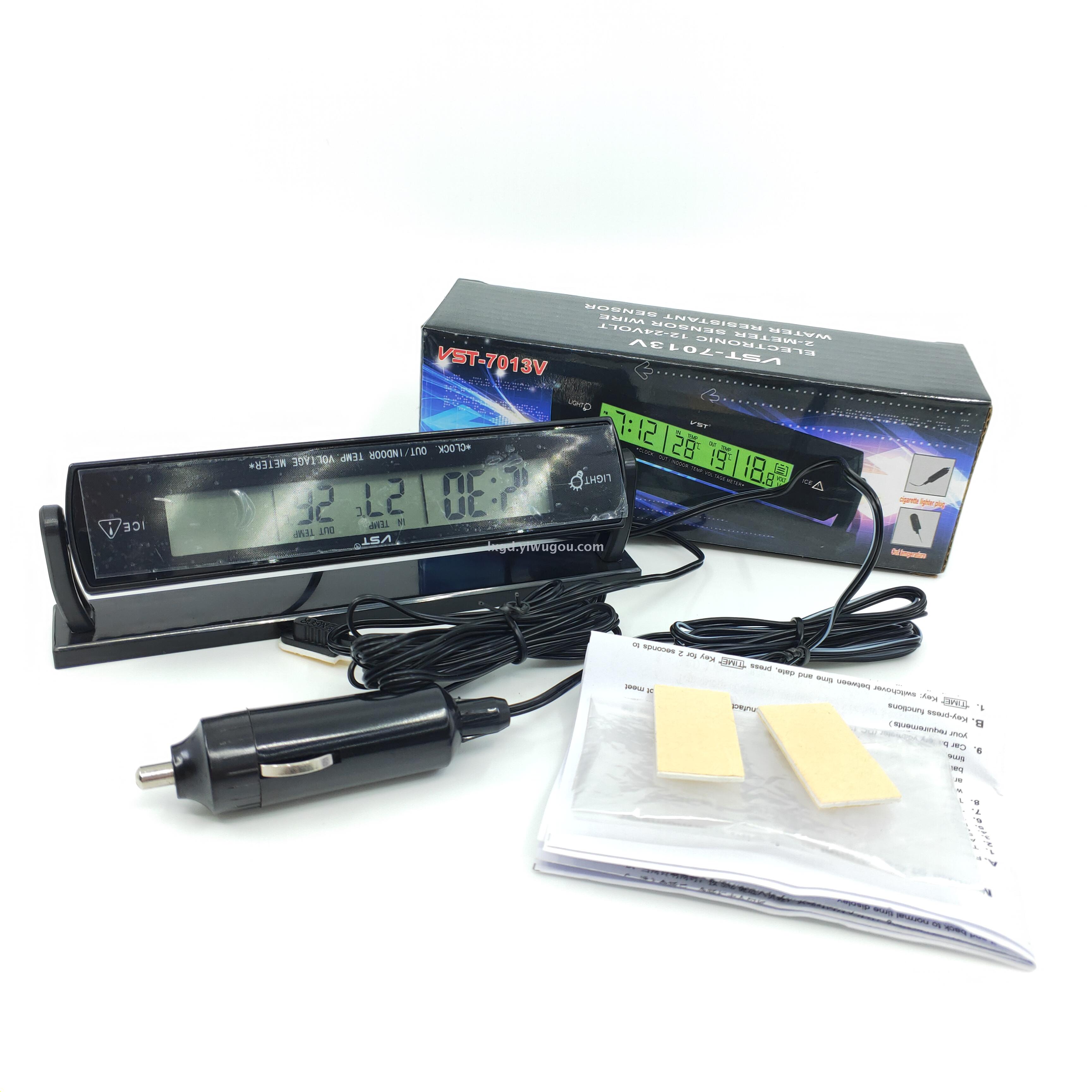 VST-7013V Multi-Function Car Electronic Clock Alarm Clock Voltmeter Indoor and Outdoor Thermometer Three-in-One VST-7013V Multi-Function Car Electronic Clock Alarm Clock Voltmeter Indoor and Outdoor Thermometer Three-in-One