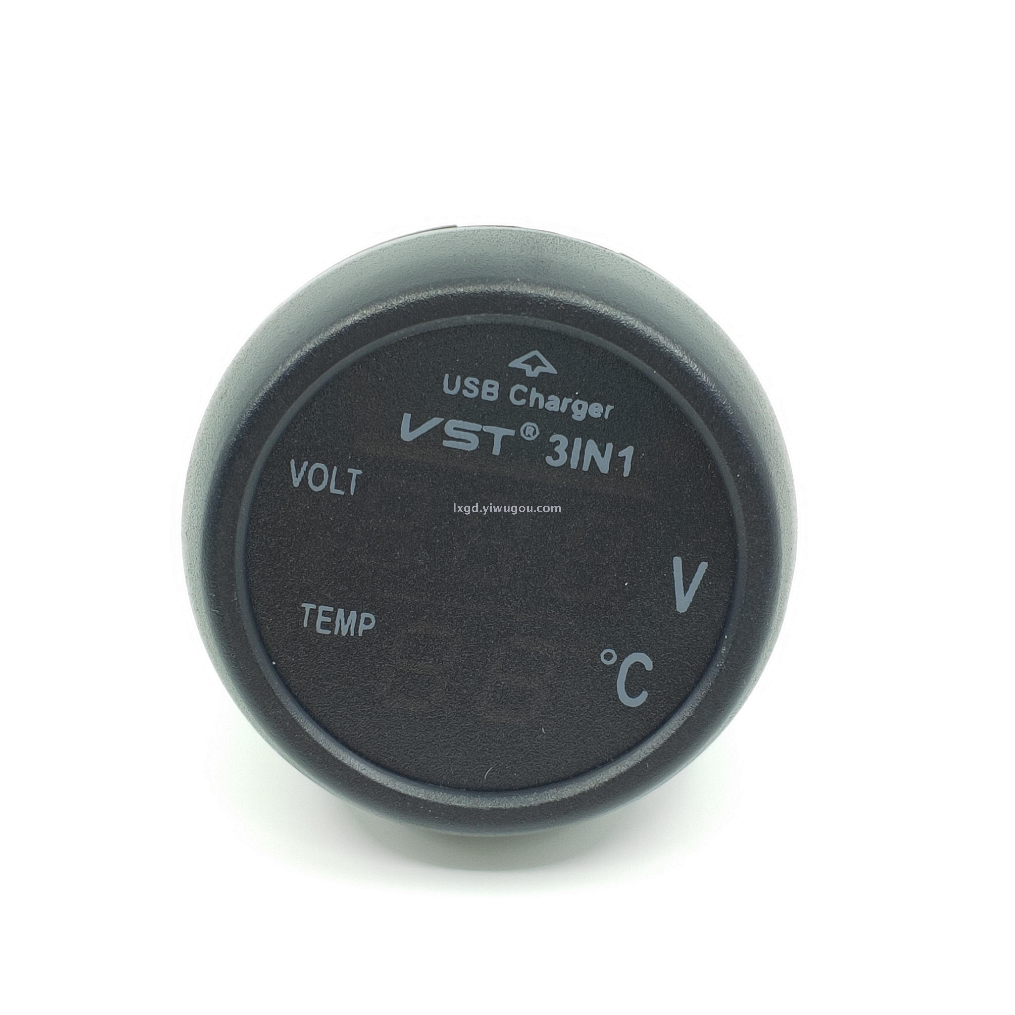 VST-706 Car USB Charger with Voltmeter and Thermometer Digital Display Three-in-One VST-706 Car USB Charger with Voltmeter and Thermometer Digital Display Three-in-One