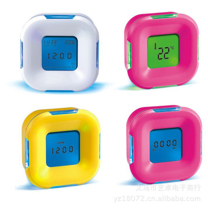 Colorful fashion sense all around the clock alarm clock thermometer four countdown clock Colorful fashion sense all around the clock alarm clock thermometer four countdown clock