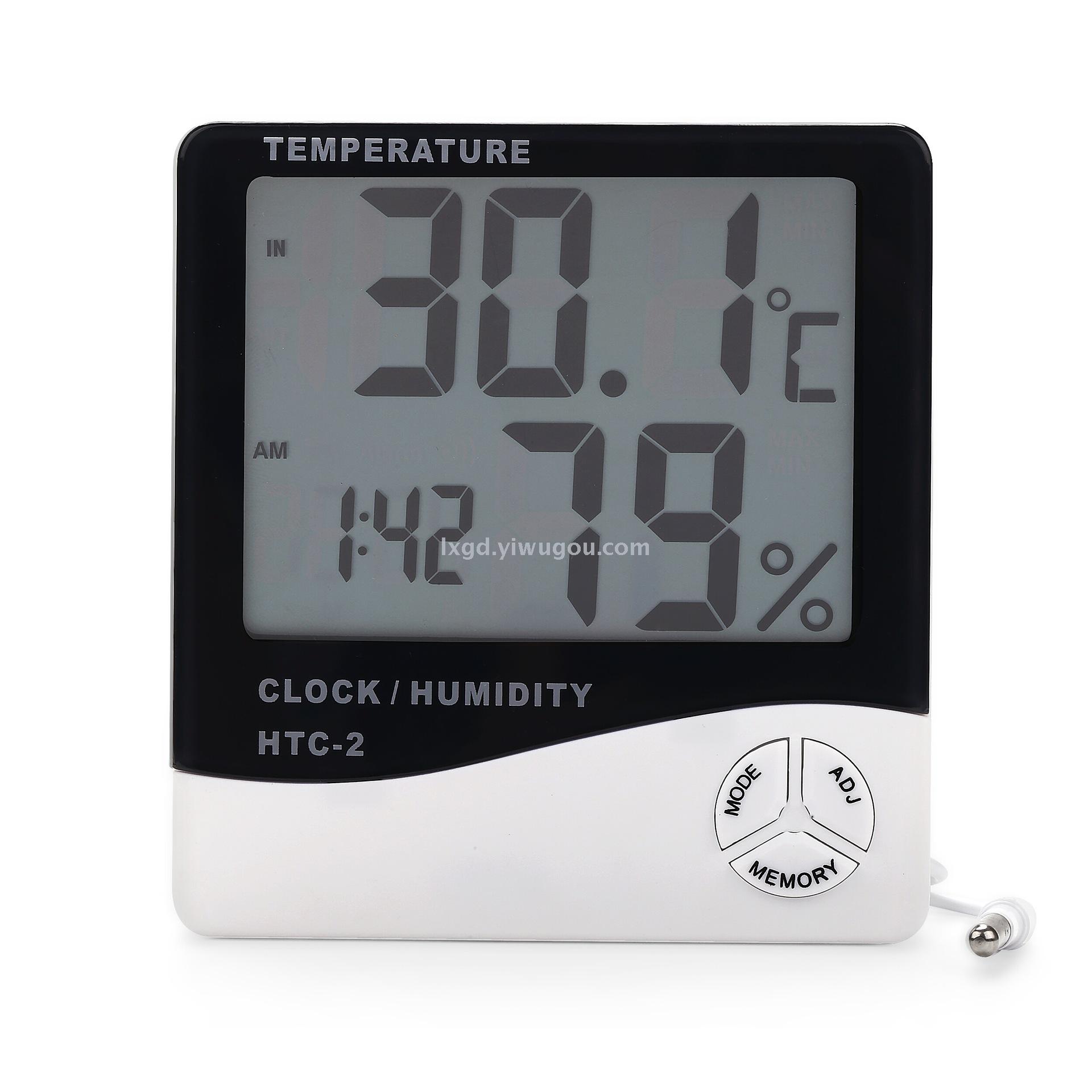 HTC-2 Large Screen Accurate Thermometer Indoor and Outdoor Digital Display Electronic Hygrometer Household with Probe Temperature and Humidity Table