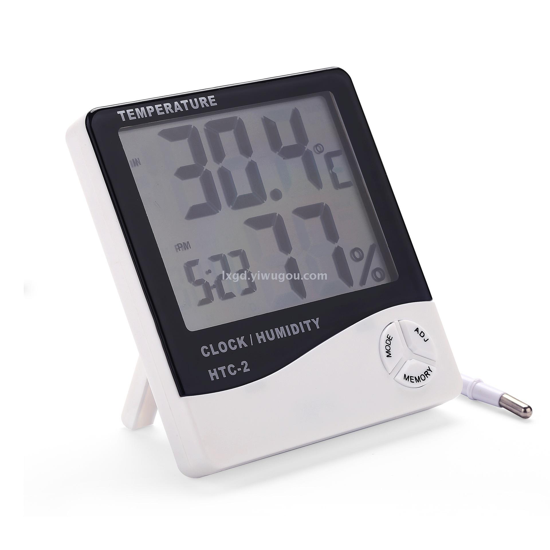HTC-2 Large Screen Accurate Thermometer Indoor and Outdoor Digital Display Electronic Hygrometer Household with Probe Temperature and Humidity Table