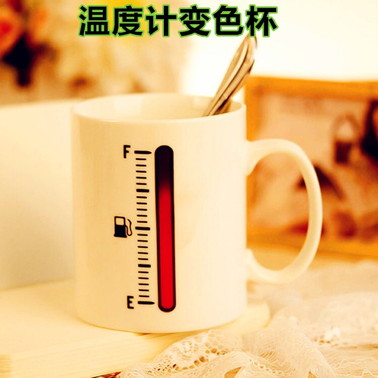 Creative Discoloration Cup Thermometer Coffee Cup Ceramic Temperature Sensing Drinking Water Magic Cup Mark Cup Birthday and Holiday Gift