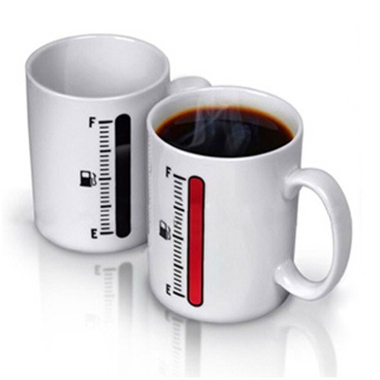 Creative Discoloration Cup Thermometer Coffee Cup Ceramic Temperature Sensing Drinking Water Magic Cup Mark Cup Birthday and Holiday Gift