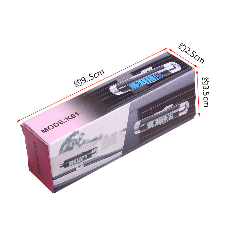 Car Supplies K01 Air Outlet Thermometer Electronic Clock Two-in-One Led Digital Display Thermometer Blue Backlight