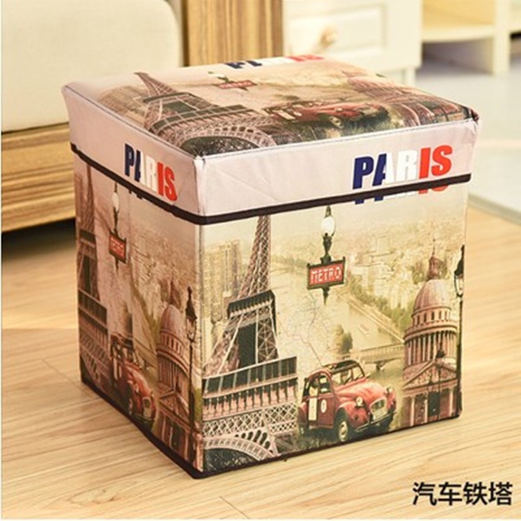 Factory Wholesale Vintage Storage Stool Folding Storage Stool Creative Storage Shoe Changing Stool Non-Woven Fabric Storage Box Storage Box