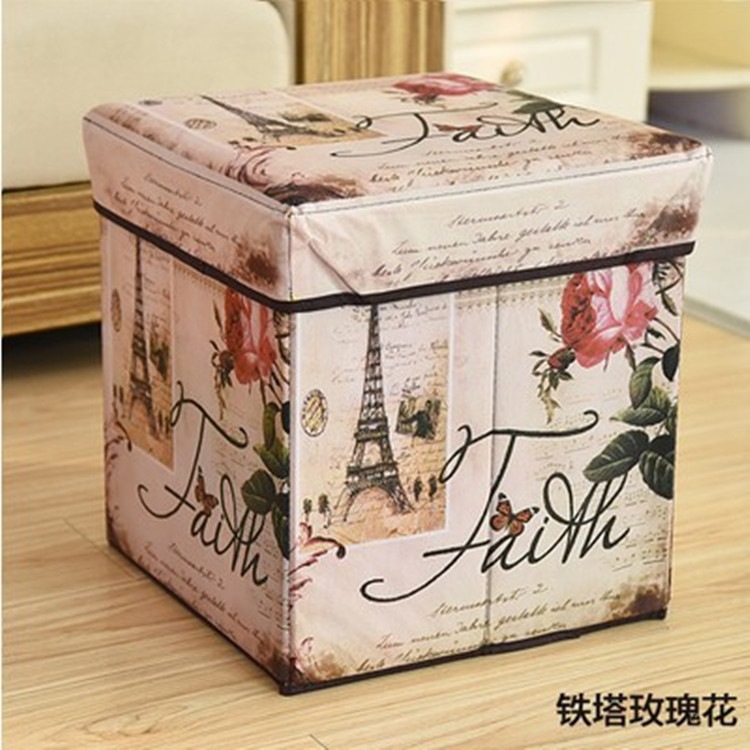 Factory Wholesale Vintage Storage Stool Folding Storage Stool Creative Storage Shoe Changing Stool Non-Woven Fabric Storage Box Storage Box