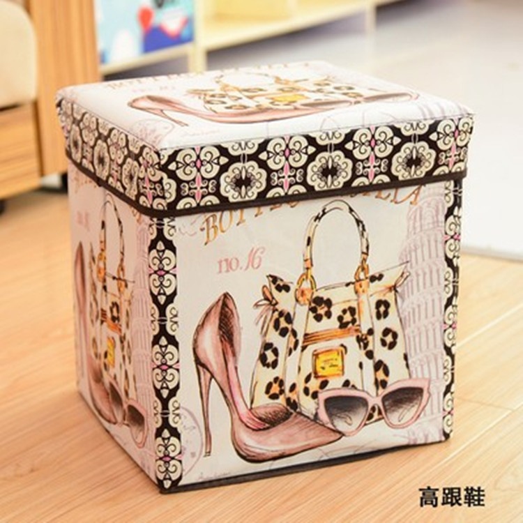 Factory Wholesale Vintage Storage Stool Folding Storage Stool Creative Storage Shoe Changing Stool Non-Woven Fabric Storage Box Storage Box
