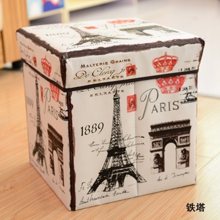 Factory Wholesale Vintage Storage Stool Folding Storage Stool Creative Storage Shoe Changing Stool Non-Woven Fabric Storage Box Storage Box
