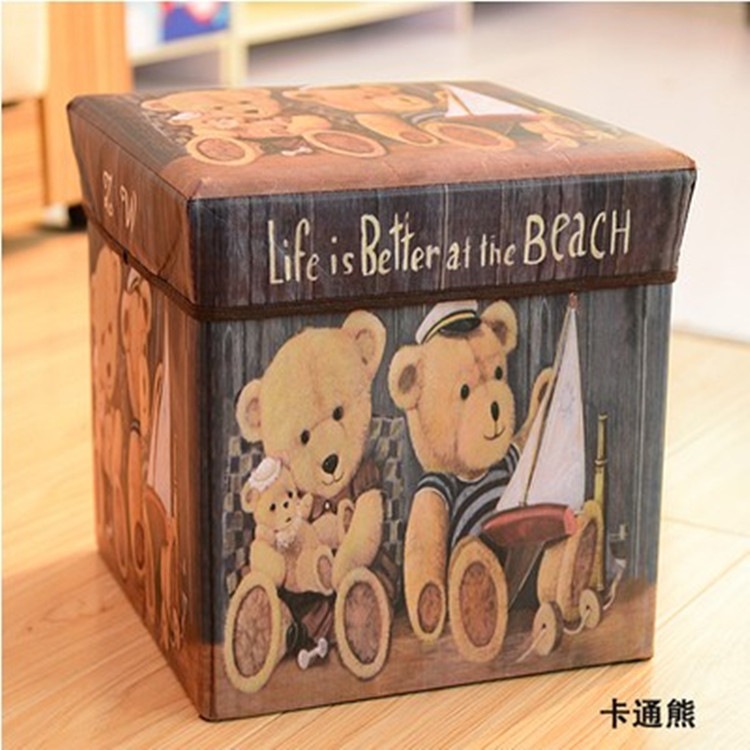 Factory Wholesale Vintage Storage Stool Folding Storage Stool Creative Storage Shoe Changing Stool Non-Woven Fabric Storage Box Storage Box