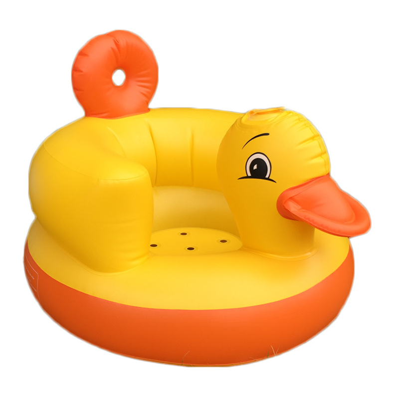 Small Yellow Duck Baby inflatable baby learn to sit CHAIR BB dining Chair bath stool folding portable toy
