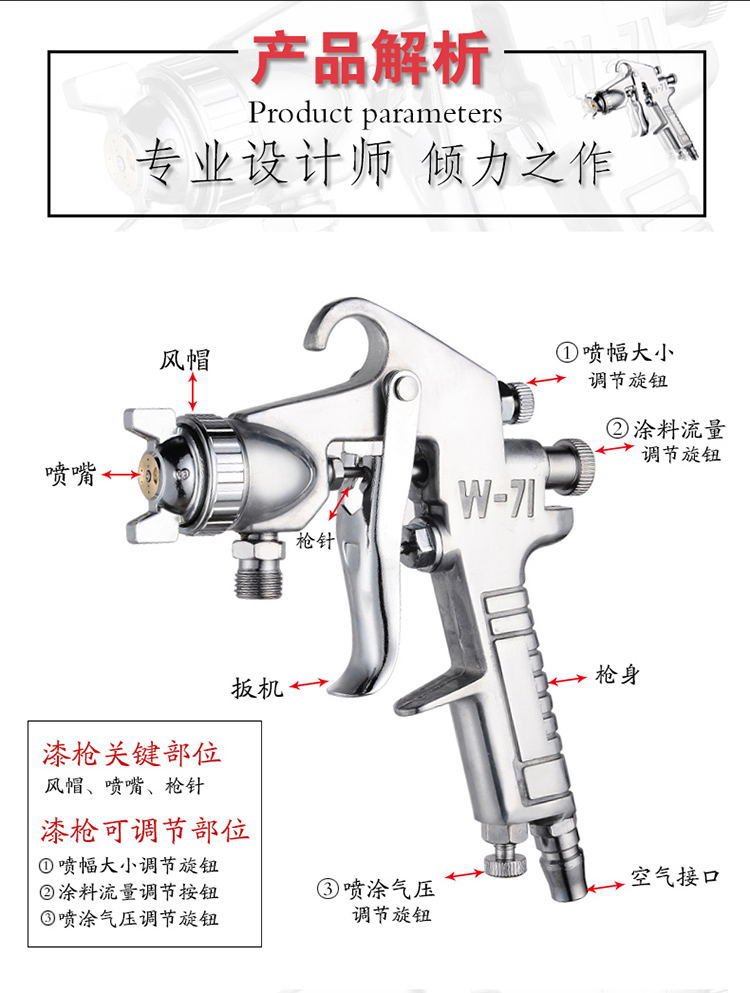 Dry Paint W71 Spray Gun Upper and Lower Pot Sprayer Paint Spray Gun Household Spraying Gun Pneumatic Tools Wholesale Dry Paint W71 Spray Gun Upper and Lower Pot Sprayer Paint Spray Gun Household Spraying Gun Pneumatic Tools Wholesale