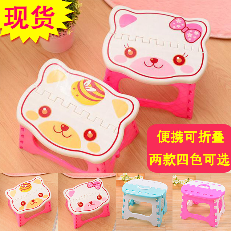 Portable folding stool thickened plastic cartoon cat chair mazza outdoor fishing stool train stool low stool