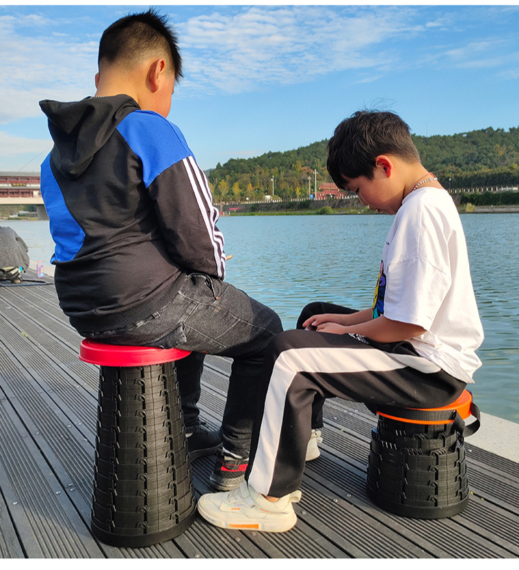 Tiktok Travel Folding Stool Portable Outdoor Adjustable Retractable Stool Rest Foot Shrink Seat Train Fishing Queuing Stool
