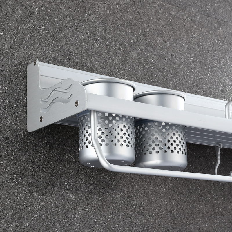 Punch-Free Alumimum Kitchen Hanger Kitchen Storage Rack Wall-Mounted Knife Storage Rack Utensils Seasoning Kitchen Rack