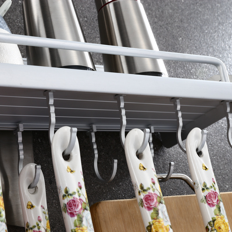 Punch-Free Alumimum Kitchen Hanger Kitchen Storage Rack Wall-Mounted Knife Storage Rack Utensils Seasoning Kitchen Rack