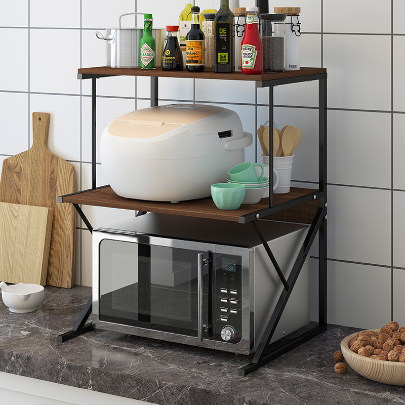 Kitchen Storage Rack Seasoning Rack Microwave Oven Bracket Storage Storage Rack Floor Double-Layer Desktop Oven Rack