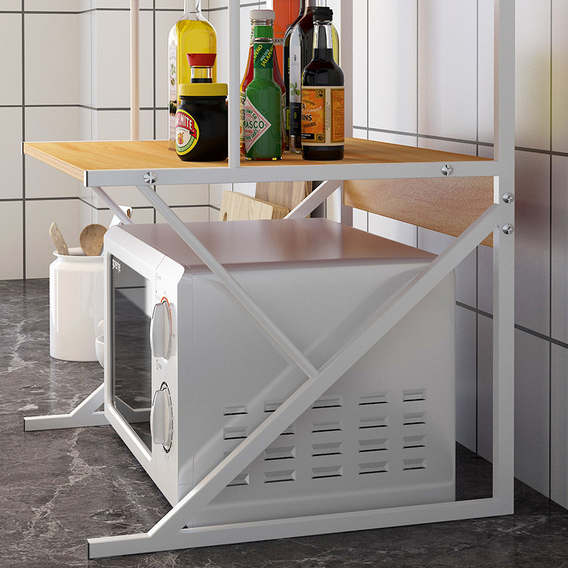 Kitchen Storage Rack Seasoning Rack Microwave Oven Bracket Storage Storage Rack Floor Double-Layer Desktop Oven Rack