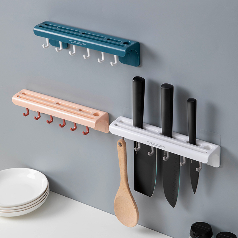 WallMounted PunchFree Kitchen Knife Rack Toolframe Kitchen Knife Storage Rack MultiFunctional Kitchen Knife Storage Rack