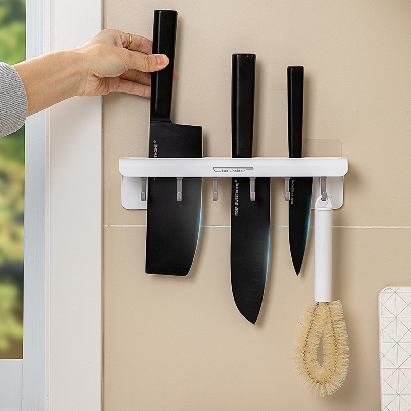 WallMounted PunchFree Kitchen Knife Rack Toolframe Kitchen Knife Storage Rack MultiFunctional Kitchen Knife Storage Rack