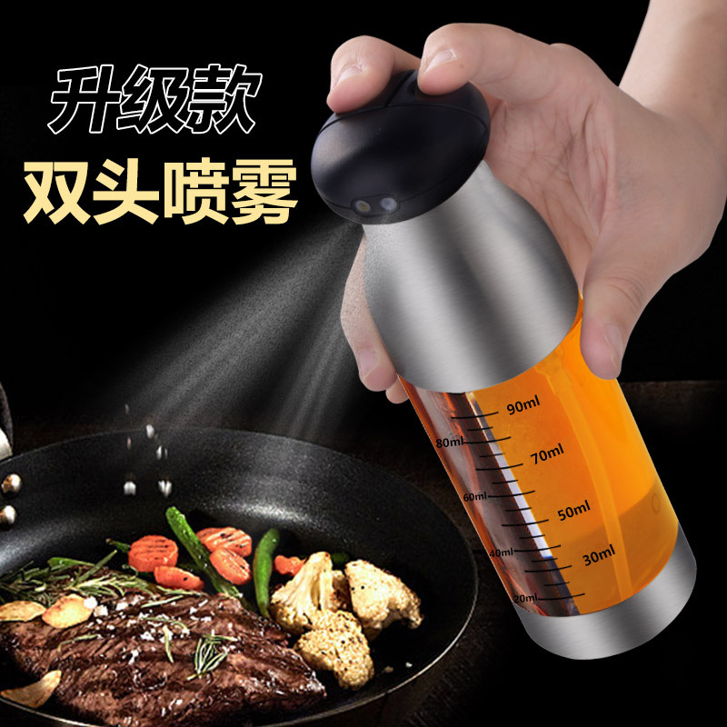 Stainless Steel Press Type Oil Dispenser Barbecue Olive Oil Sprayer Oil &amp; Vinegar Bottle Fuel Injector Barbecue Oiler and Cruet