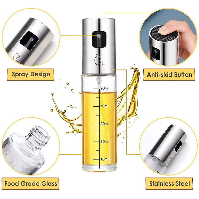 Baked oil bottle brush with graduated stainless steel spray bottle Funnel silicone oil sprayer set Oil Spraye